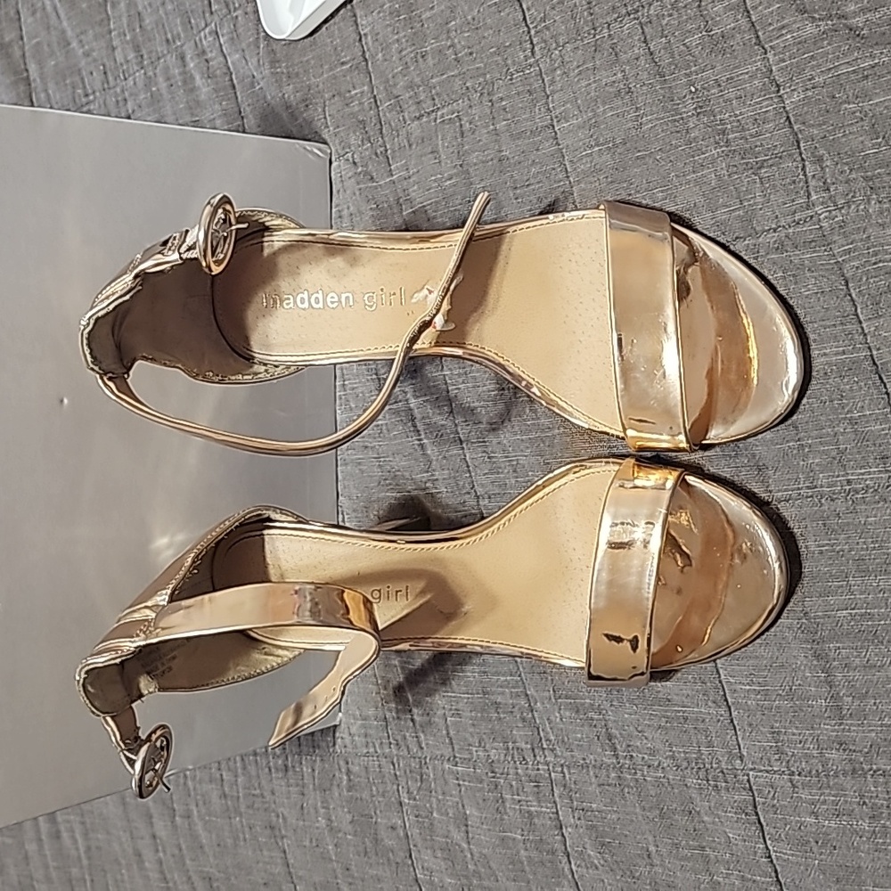 Madden Girl rose gold strappy sandals